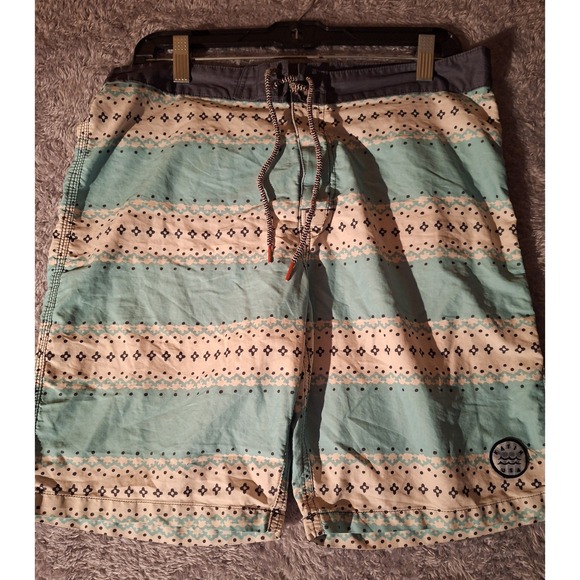 Katin USA Surf Co Swim Trunks Men's 33 Striped Drawstring Board Shorts Swimwear - Picture 1 of 9